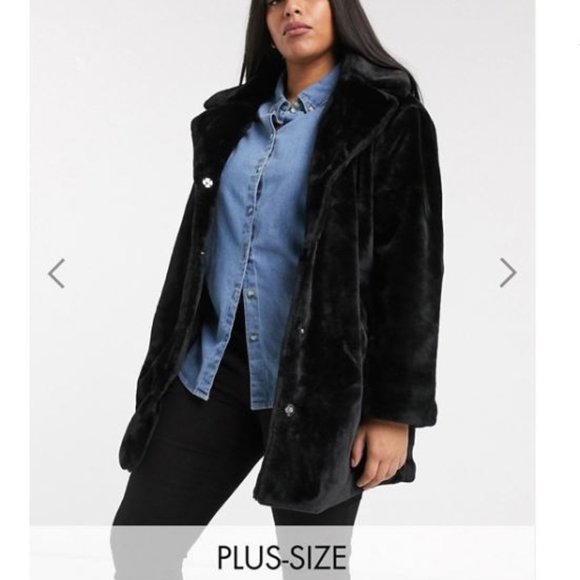 ASOS CURVE Brave Soul Plus tamsin faux fur jacket - Picture 1 of 7